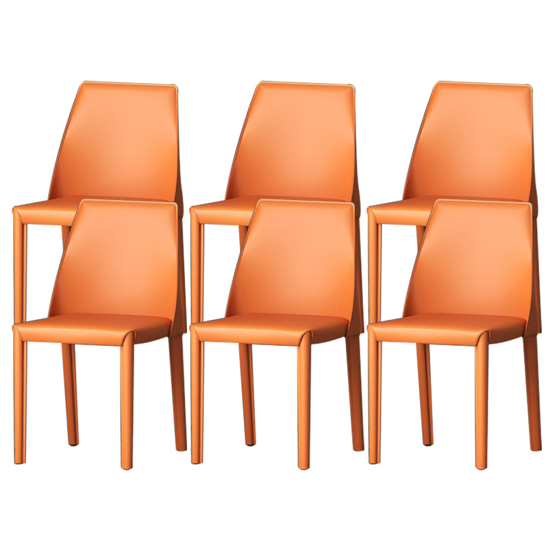 Upholstered Side Chair Modern Faux Leather Armless Dining Chairs