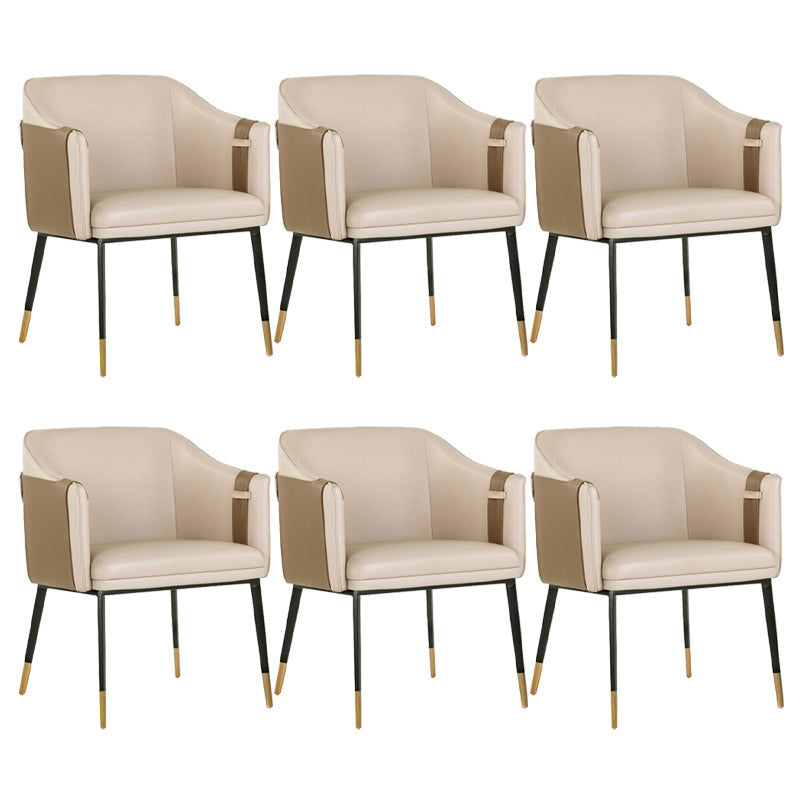 Glam Upholstered Arm Chair Faux Leather and Metal Dining Accent Chair