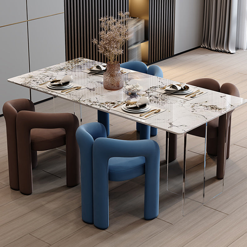 Modern Style Upholstered Dining Armchair Open Back Dining Arm Chair