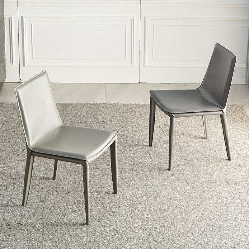 Faux Leather Matte Finish Dining Chair Modern Solid Back Side Chair