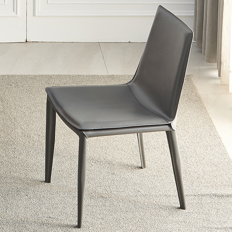 Faux Leather Matte Finish Dining Chair Modern Solid Back Side Chair