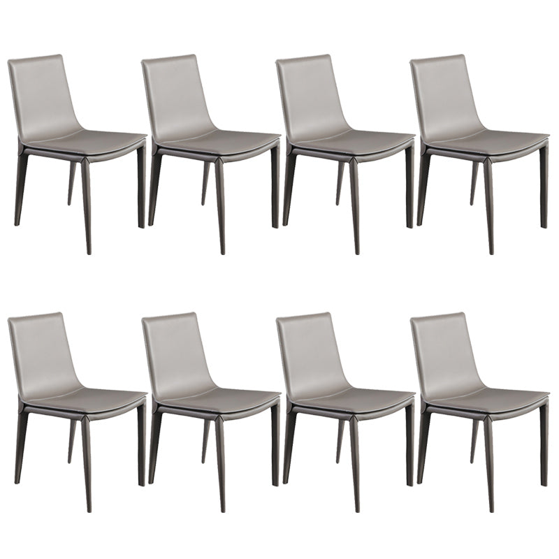 Faux Leather Matte Finish Dining Chair Modern Solid Back Side Chair