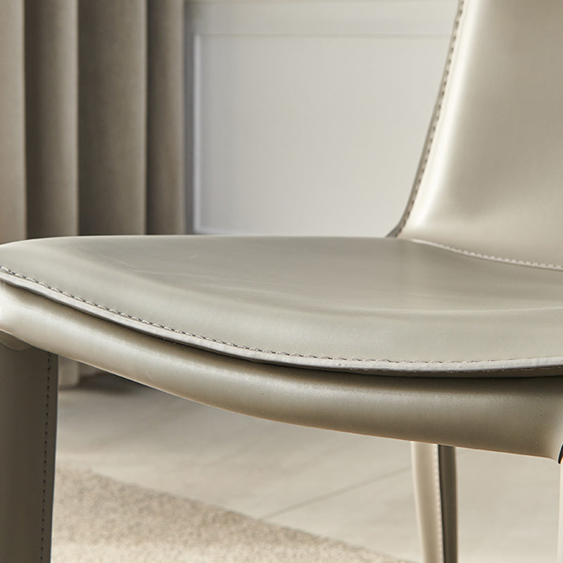 Faux Leather Matte Finish Dining Chair Modern Solid Back Side Chair