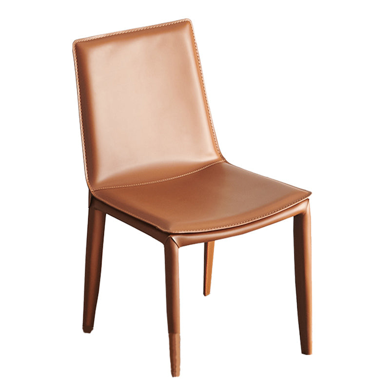 Faux Leather Matte Finish Dining Chair Modern Solid Back Side Chair