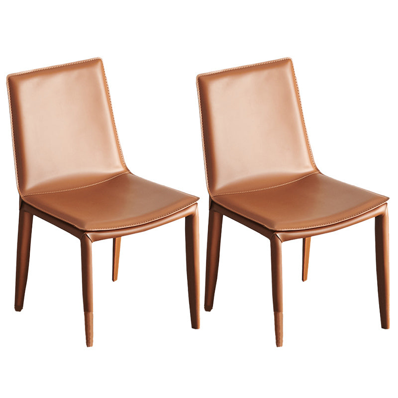 Faux Leather Matte Finish Dining Chair Modern Solid Back Side Chair