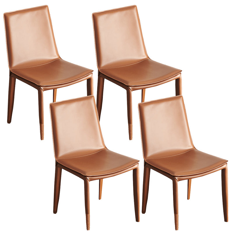 Faux Leather Matte Finish Dining Chair Modern Solid Back Side Chair