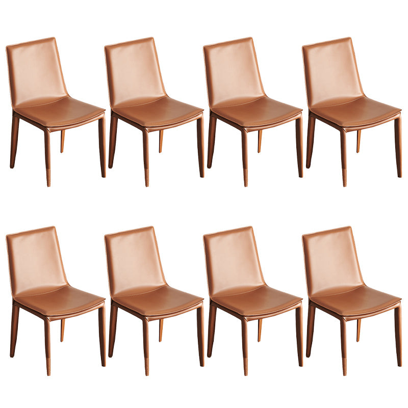 Faux Leather Matte Finish Dining Chair Modern Solid Back Side Chair