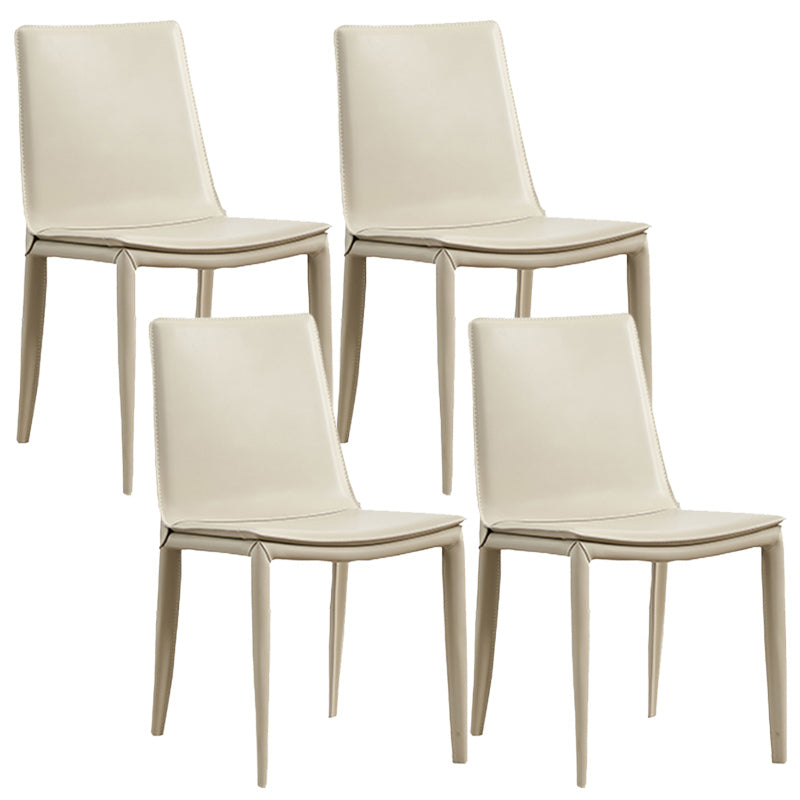 Faux Leather Matte Finish Dining Chair Modern Solid Back Side Chair