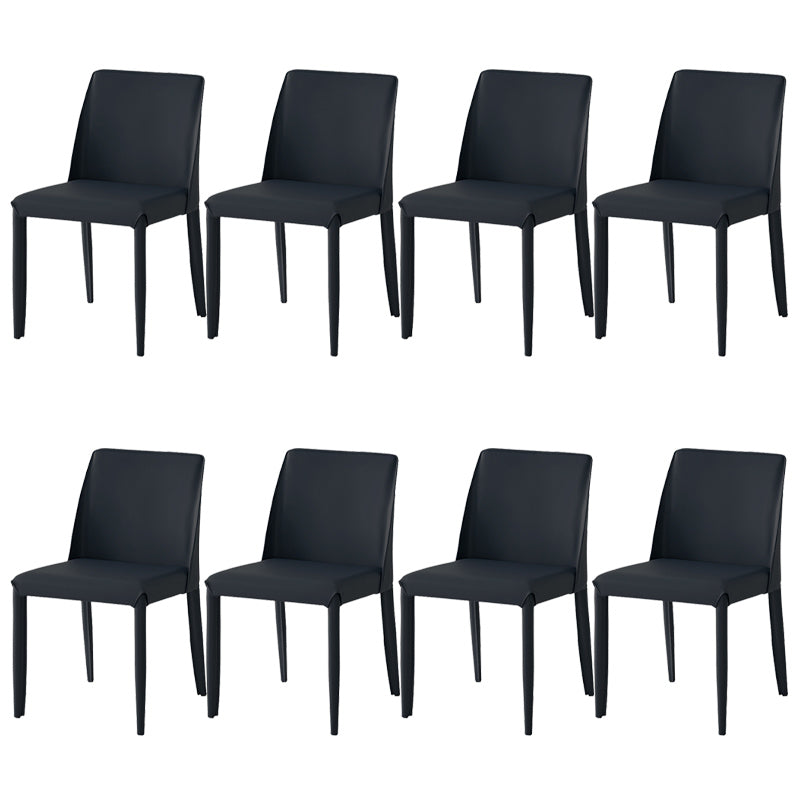Faux Leather Armless Dining Chairs Contemporary Home Side Chair