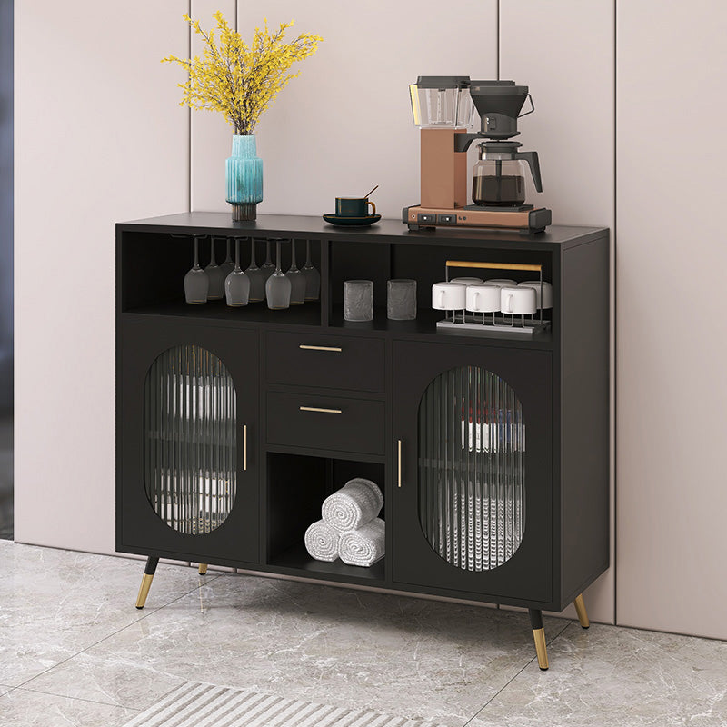 Sintered Stone Sideboard Table 2-drawer Dining Server with Metal Legs