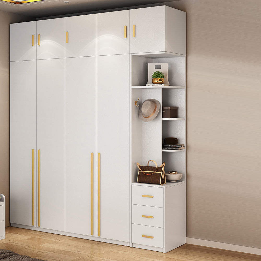 White Colour Wooden Wardrobe Contemporary Style Wardrobe Closet for Home