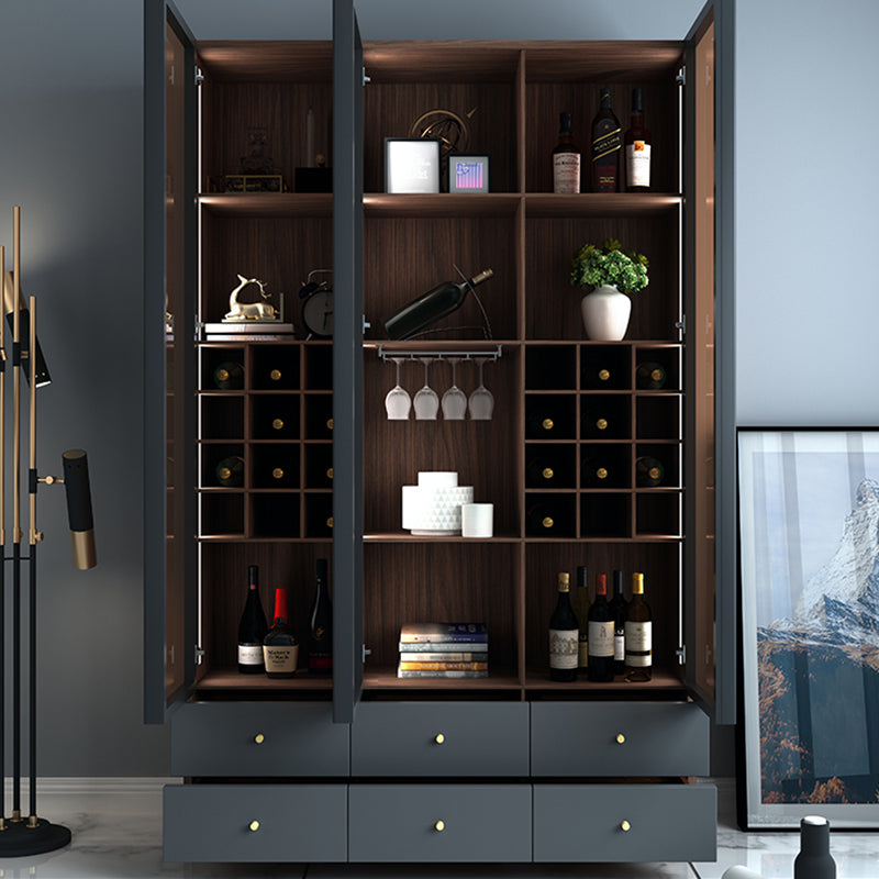 Modern Wood Display Stand Glass Doors Storage Cabinet for Living Room
