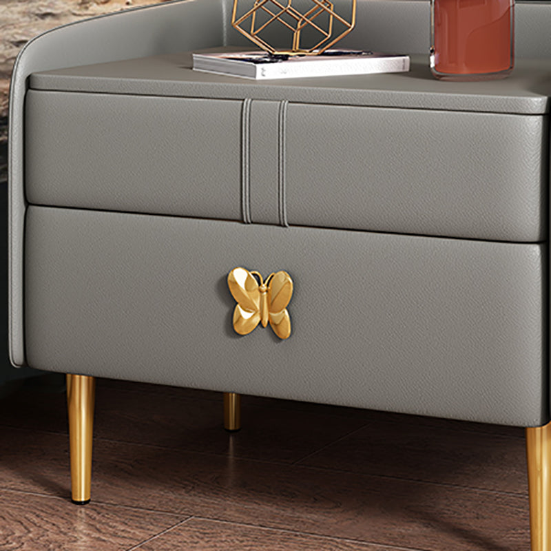 Modern Bedside Cabinet Pine and Faux Leather Night Table, 20"L X 16"W X 20"H