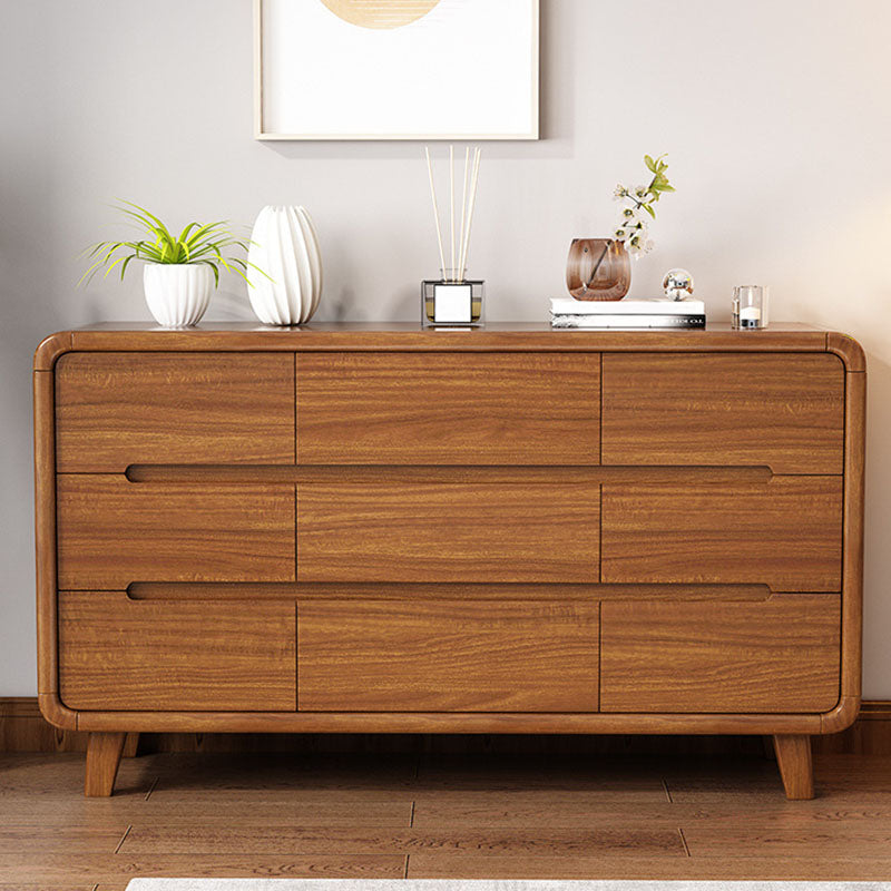 Contemporary Wooden Storage Chest Home Chest in Brown with Drawers