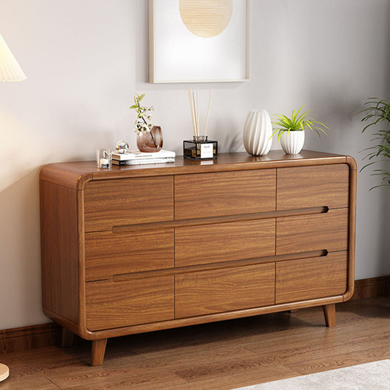 Contemporary Wooden Storage Chest Home Chest in Brown with Drawers