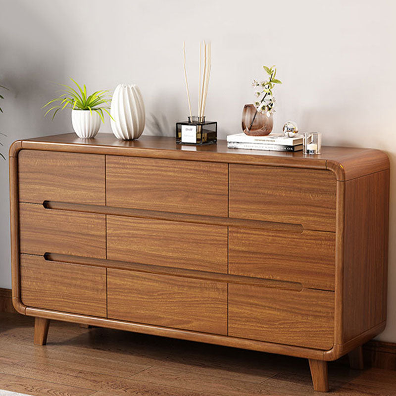 Contemporary Wooden Storage Chest Home Chest in Brown with Drawers