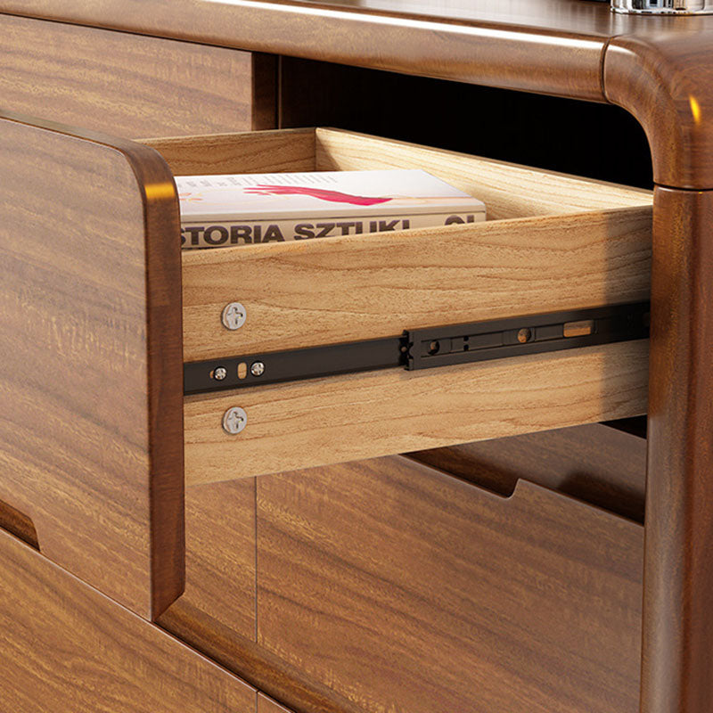 Contemporary Wooden Storage Chest Home Chest in Brown with Drawers