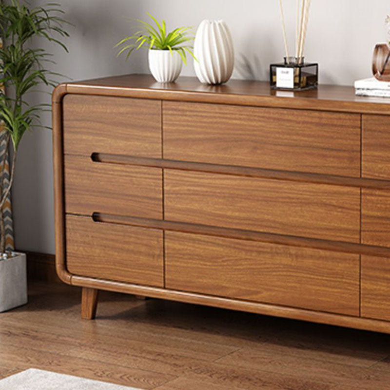 Contemporary Wooden Storage Chest Home Chest in Brown with Drawers