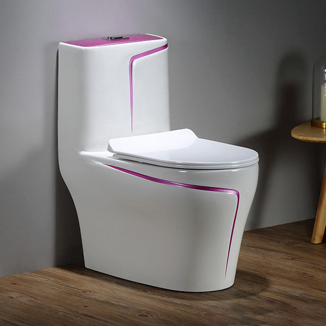 Floor Mount Flush Toilet Skirted Traditional One-Piece Toilet with Slow Close Seat