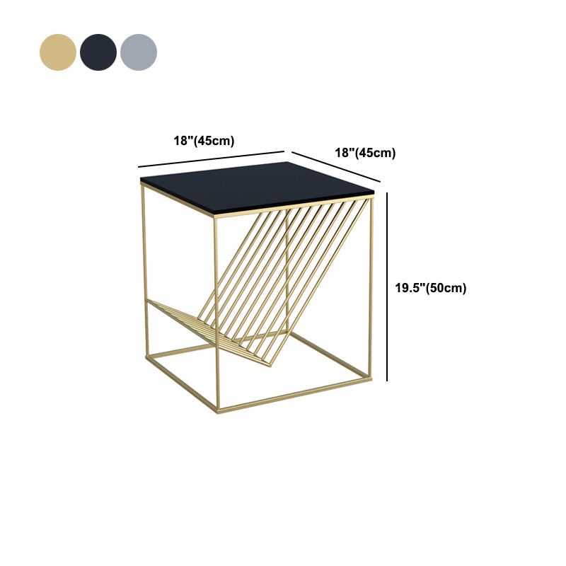 Modern Accent Table Nightstand Glass Night Table with Shelves ,19.7" Tall