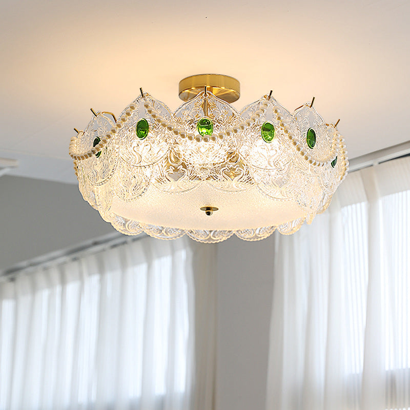 5-Lights Modern Style Flush Mount Glass Ceiling Light for Living Room