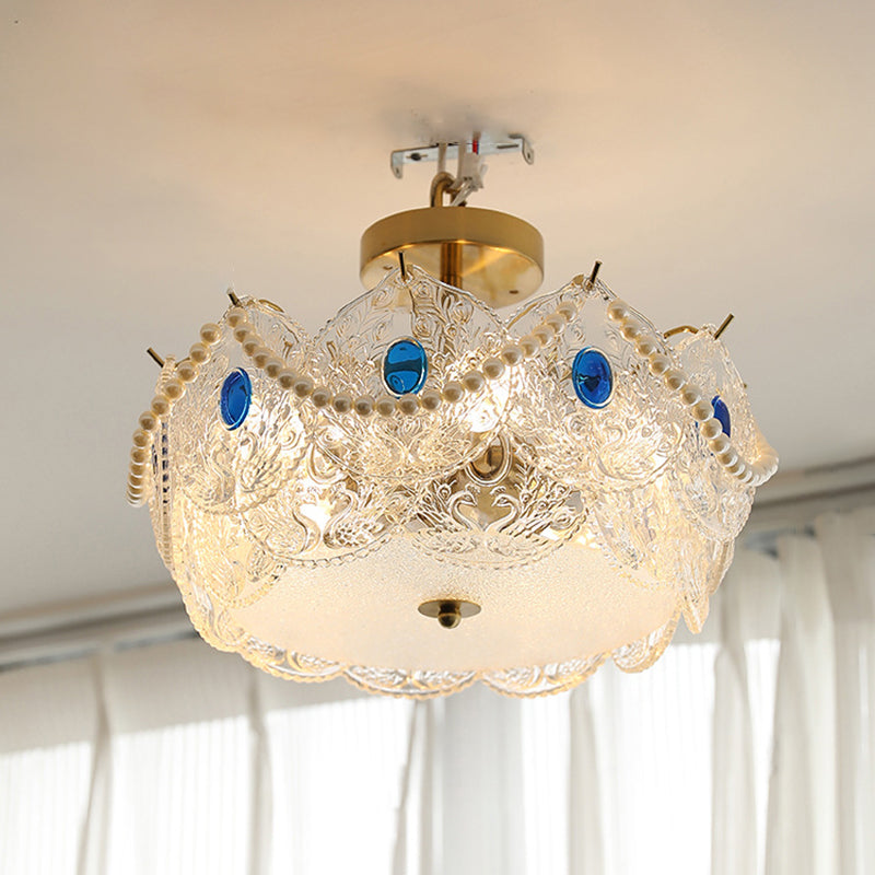 5-Lights Modern Style Flush Mount Glass Ceiling Light for Living Room