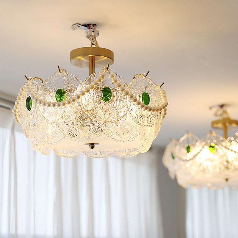5-Lights Modern Style Flush Mount Glass Ceiling Light for Living Room