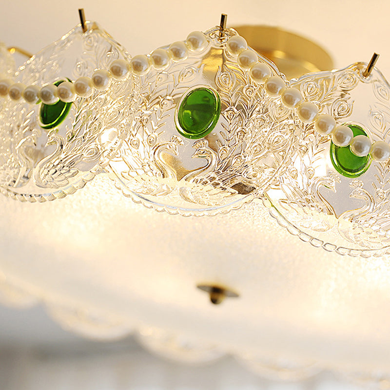 5-Lights Modern Style Flush Mount Glass Ceiling Light for Living Room