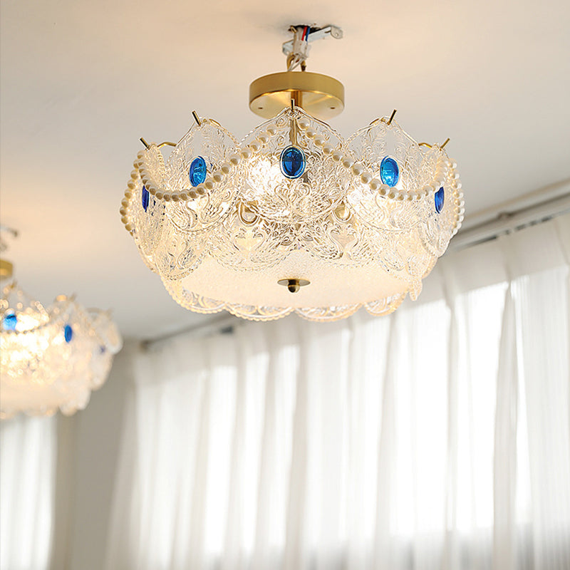 5-Lights Modern Style Flush Mount Glass Ceiling Light for Living Room