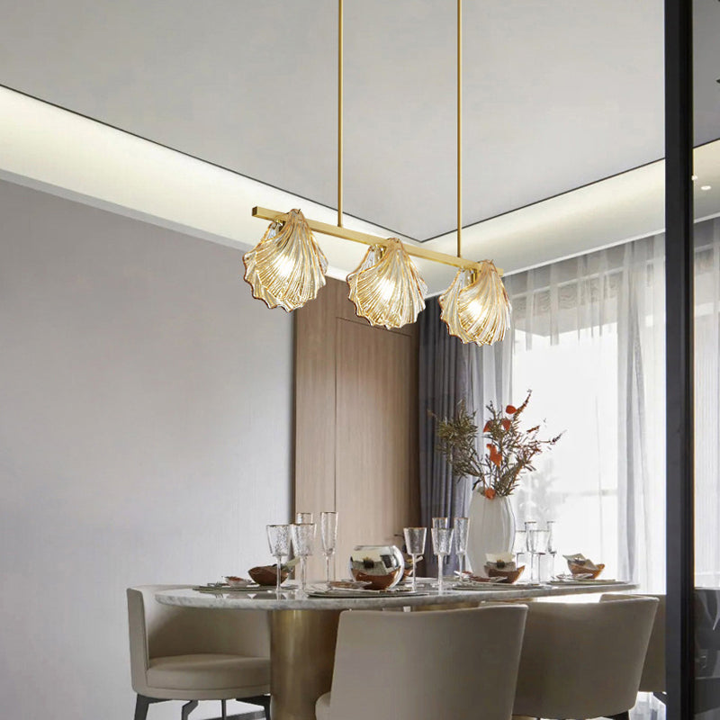 Glass Shell Shape Chandelier Light Modern Style Multi Lights Chandelier Light Fixture