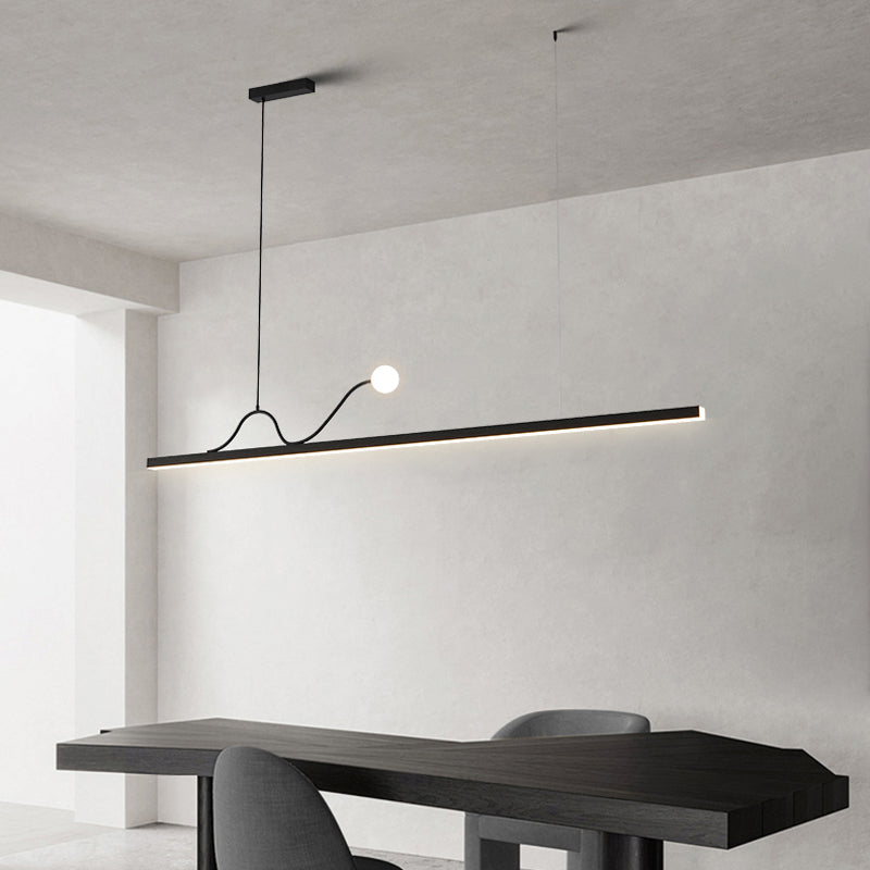 Black LED Island Light Modern Style Island Hanging Lamp with Acrylic Shade for Dining Room