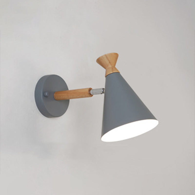 Nordic Style Iron Wall Mount Light Cone Shape Colorful Wall Lamp for Living Room