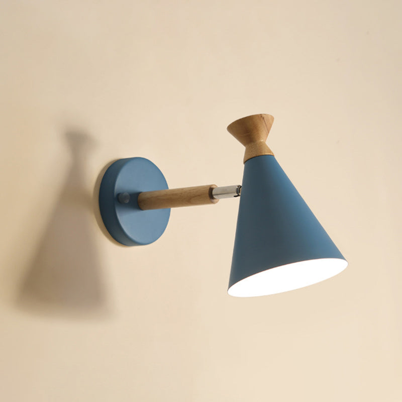 Nordic Style Iron Wall Mount Light Cone Shape Colorful Wall Lamp for Living Room