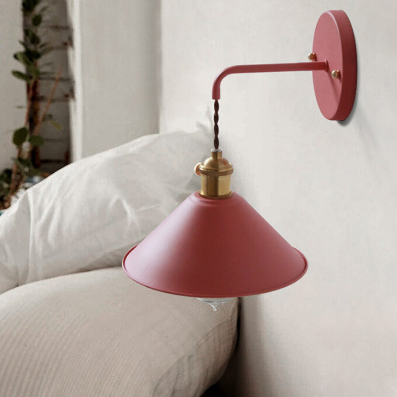 Nordic Style Wall Mount Light Cone Shape Colorful Wall Lamp for Living Room