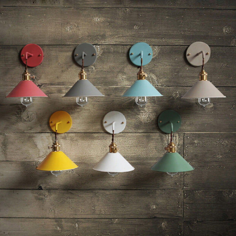 Nordic Style Wall Mount Light Cone Shape Colorful Wall Lamp for Living Room