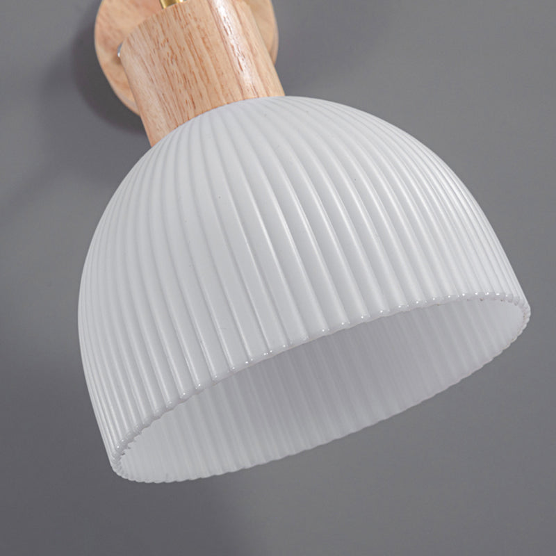 Modern Simple Wooden Wall Light Dome Shape Wall Lamp for Living Room