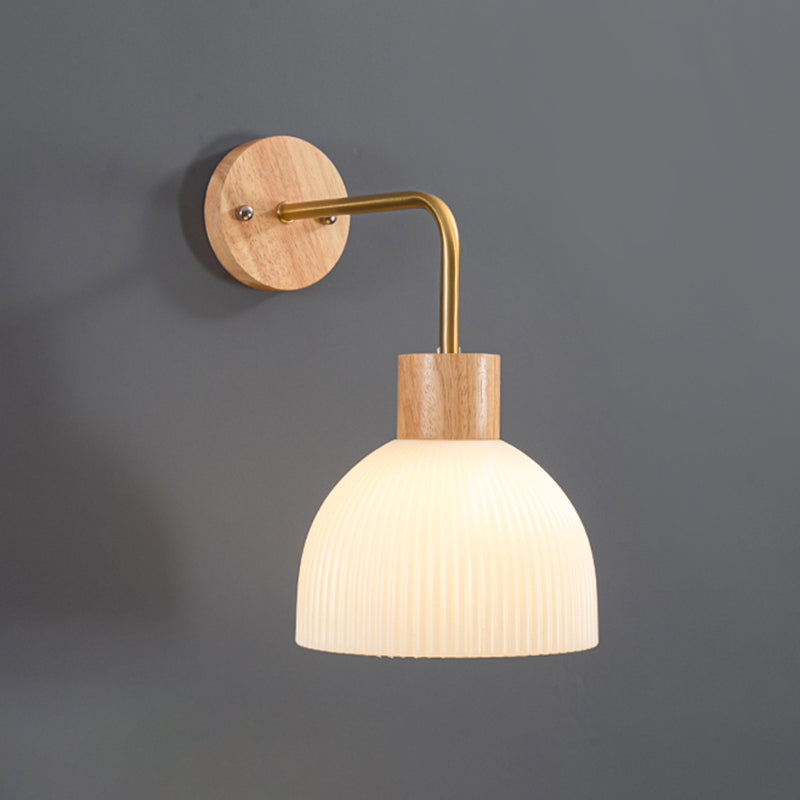 Modern Simple Wooden Wall Light Dome Shape Wall Lamp for Living Room