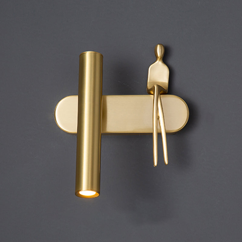 Nordic Style Copper Wall Light Cylinder Shape Wall Lamp for Bedroom (Included Doll)