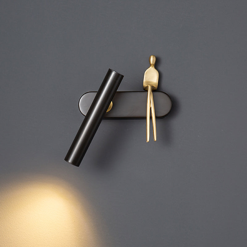 Nordic Style Copper Wall Light Cylinder Shape Wall Lamp for Bedroom (Included Doll)