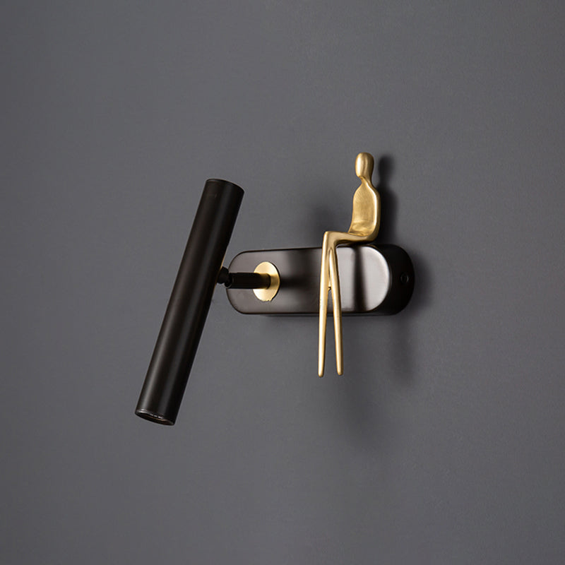 Nordic Style Copper Wall Light Cylinder Shape Wall Lamp for Bedroom (Included Doll)