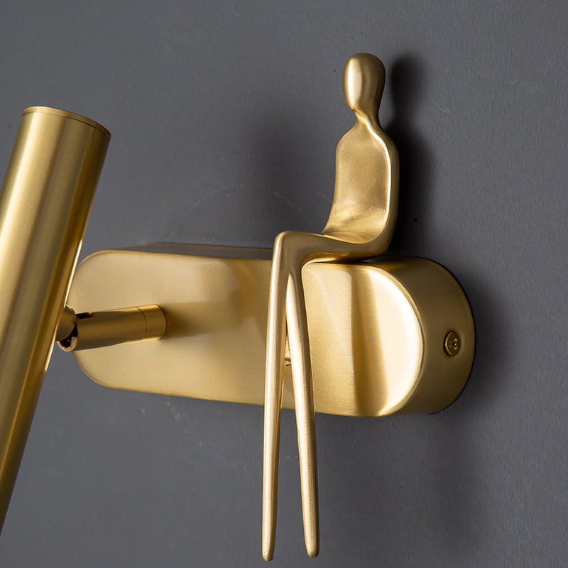 Nordic Style Copper Wall Light Cylinder Shape Wall Lamp for Bedroom (Included Doll)