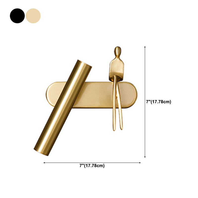 Nordic Style Copper Wall Light Cylinder Shape Wall Lamp for Bedroom (Included Doll)