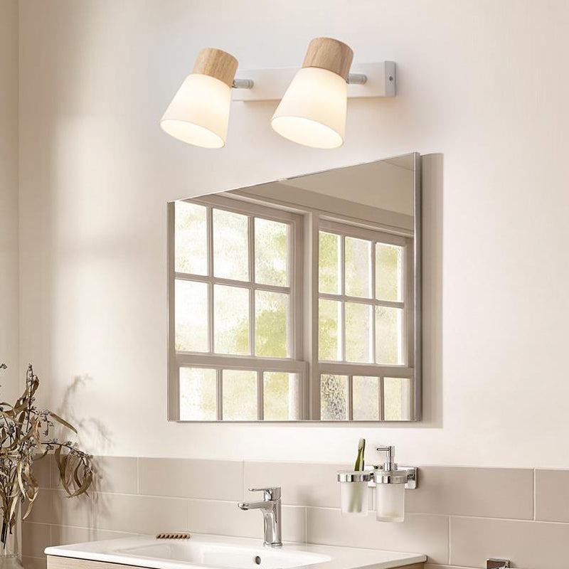 Modern Bell Vanity Wall Light Fixtures Wood Vanity Lights in White