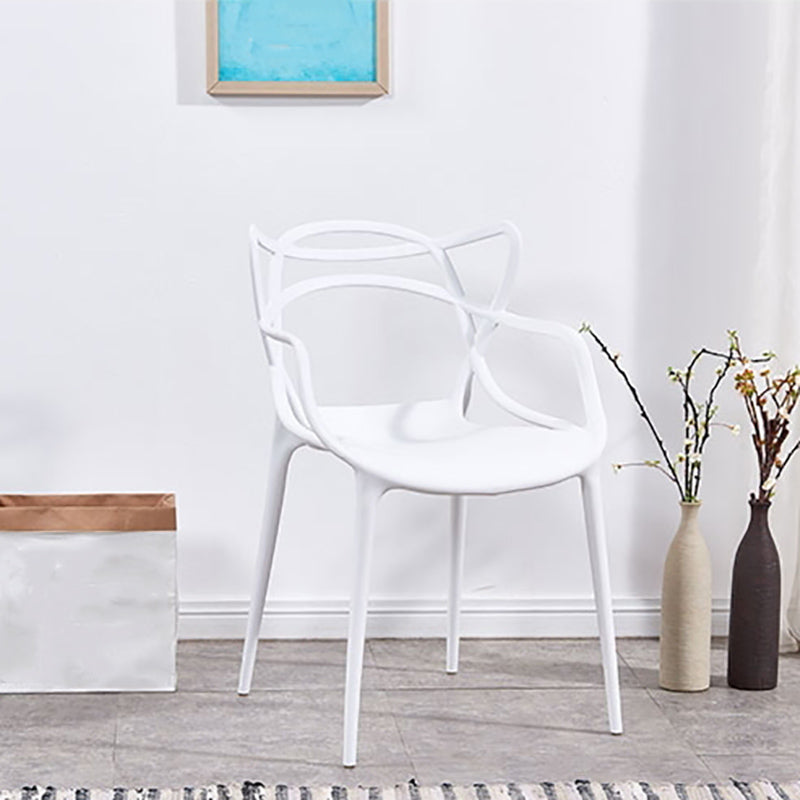 Contemporary Style Armless Chair Plastic Open Back Side Chair for Dining Room