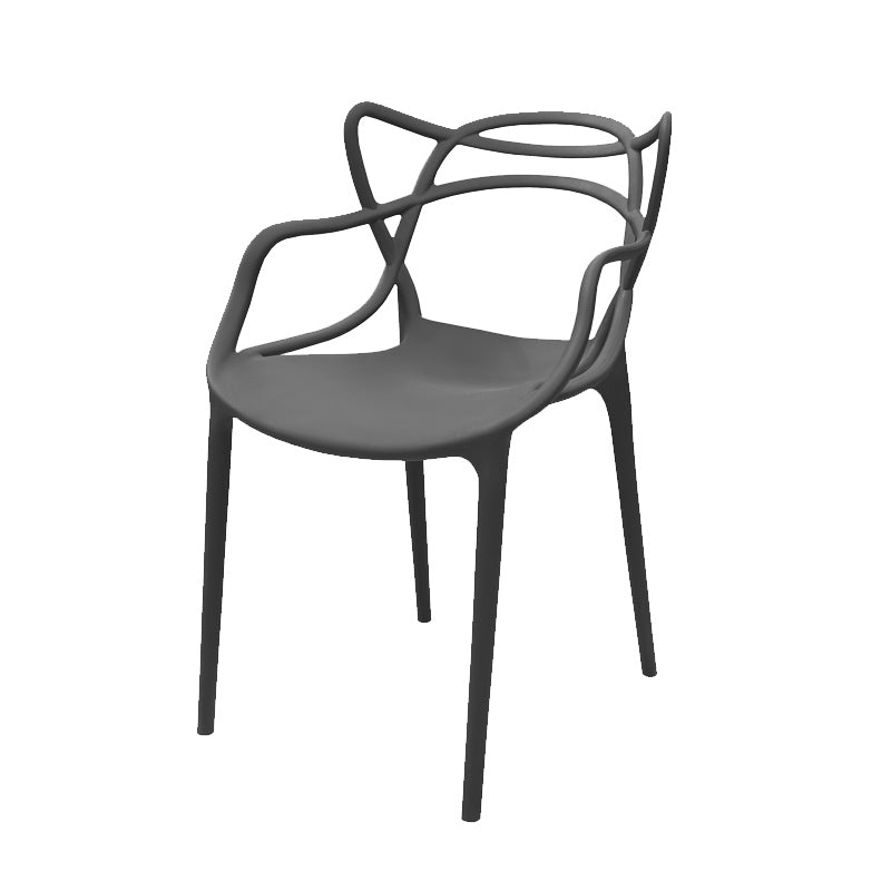 Contemporary Style Armless Chair Plastic Open Back Side Chair for Dining Room