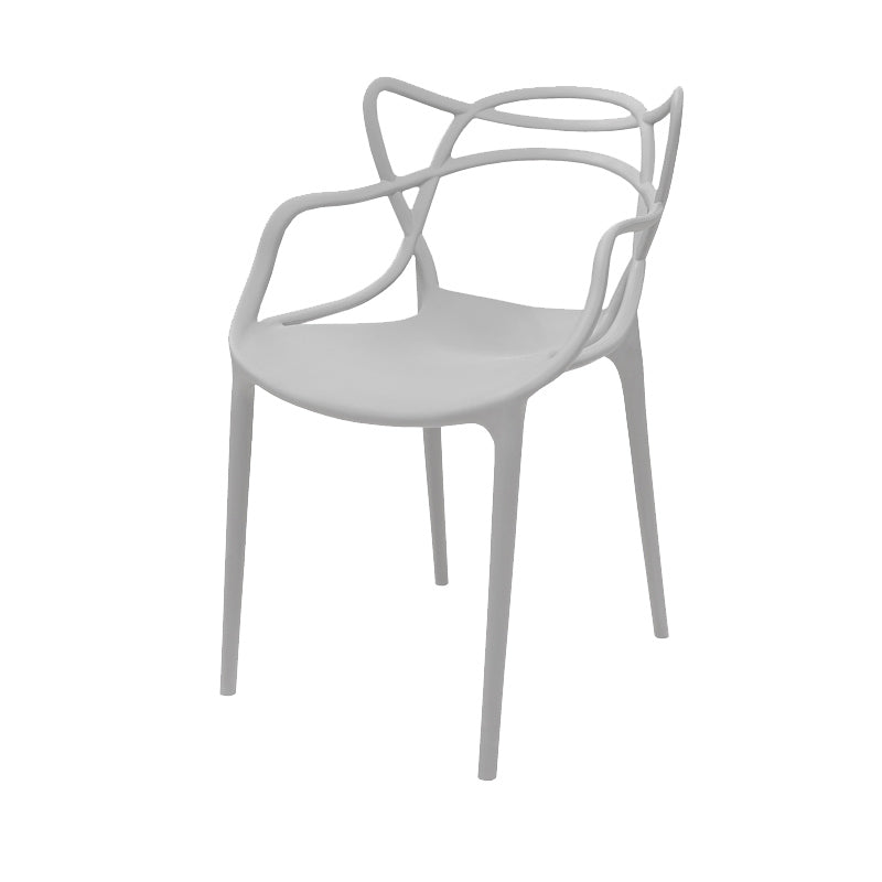 Contemporary Style Armless Chair Plastic Open Back Side Chair for Dining Room