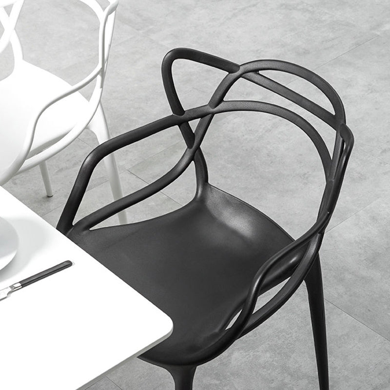 Contemporary Style Armless Chair Plastic Open Back Side Chair for Dining Room
