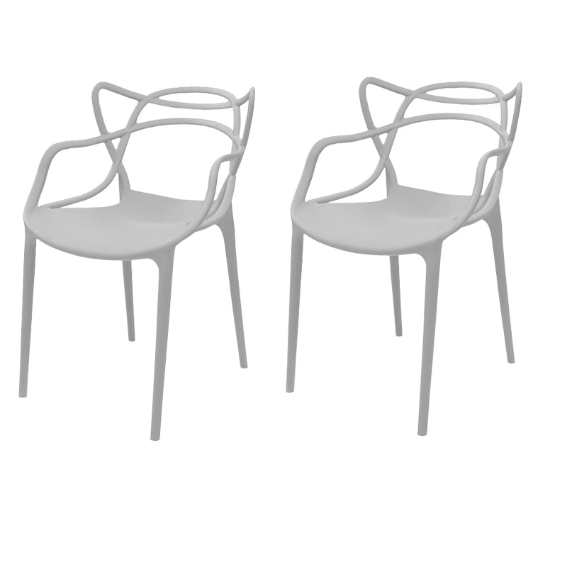 Contemporary Style Armless Chair Plastic Open Back Side Chair for Dining Room