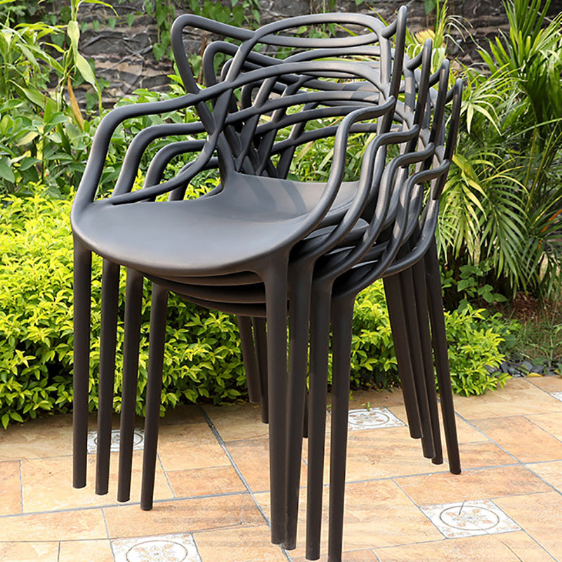 Contemporary Style Armless Chair Plastic Open Back Side Chair for Dining Room