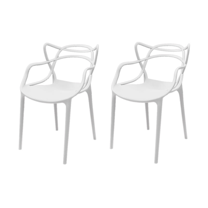 Contemporary Style Armless Chair Plastic Open Back Side Chair for Dining Room